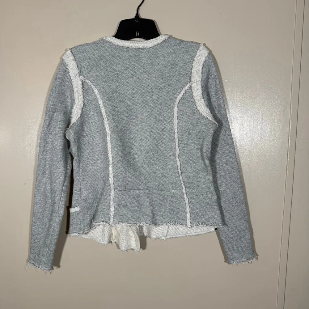 Lucky Brand Lucky Lotus gray raw hem asymmetrical zipper Moto jacket Large - Picture 2 of 9